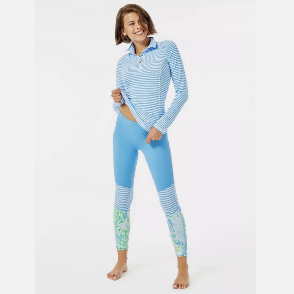 LILLY PULITZER ZANZIBAR BEACH HAPPY STRIPE JUSTINE HALF ZIP JACKET LEGGINGS XXS - Picture 2 of 15